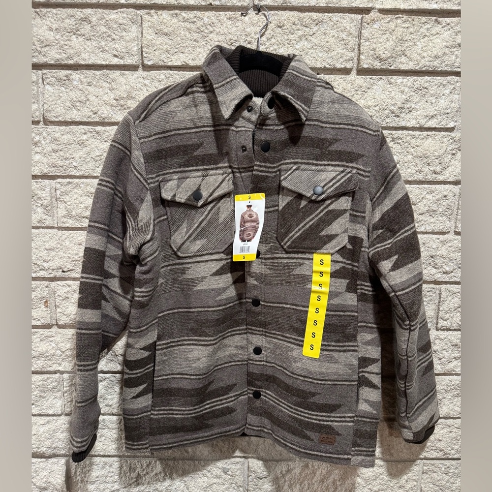 Men’s Aztec pattered Sherpa lined shirt jacket